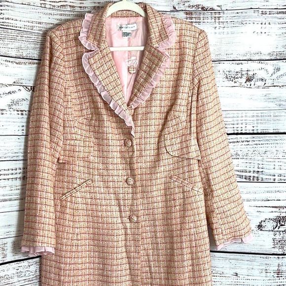 Newport news Tweed Ruffle hem long jacket and skirt set - Picture 8 of 11